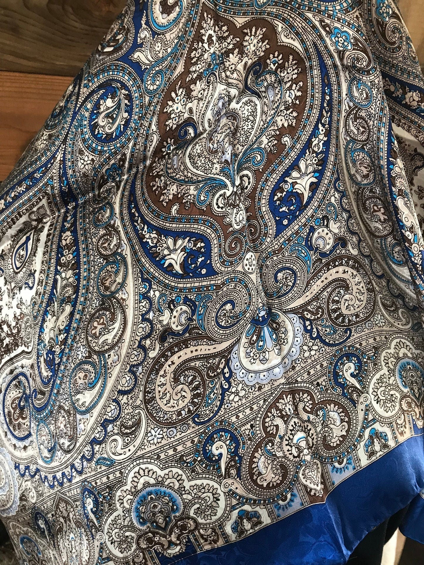Silk Scarf Wild Rags Royal & Chocolate Paisley