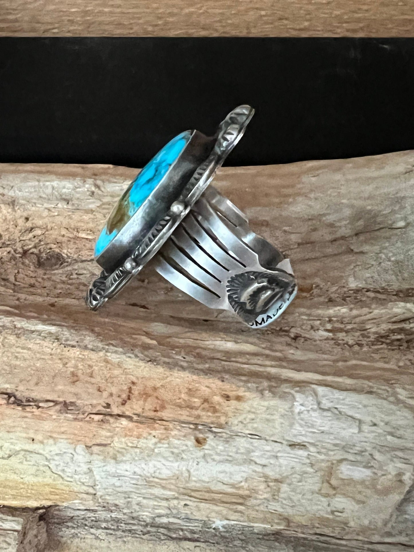 Kingman Turquoise Ring by Navajo Artist Bennie Ramone