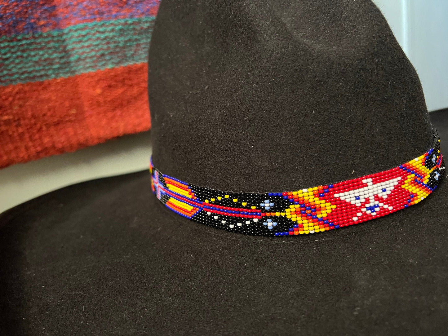 Hand Beaded Thunderbird Cross Hat Band