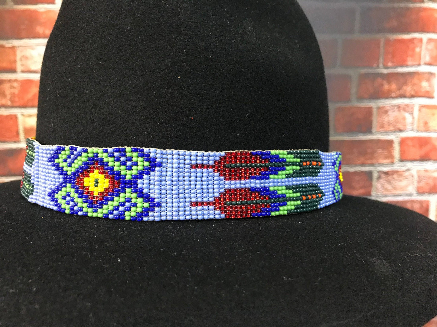 Hand Beaded Hat Band Periwinkle