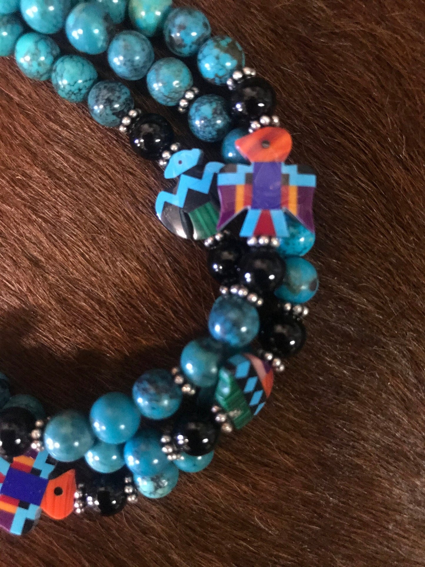 Inlay Turquoise Beaded Bracelet