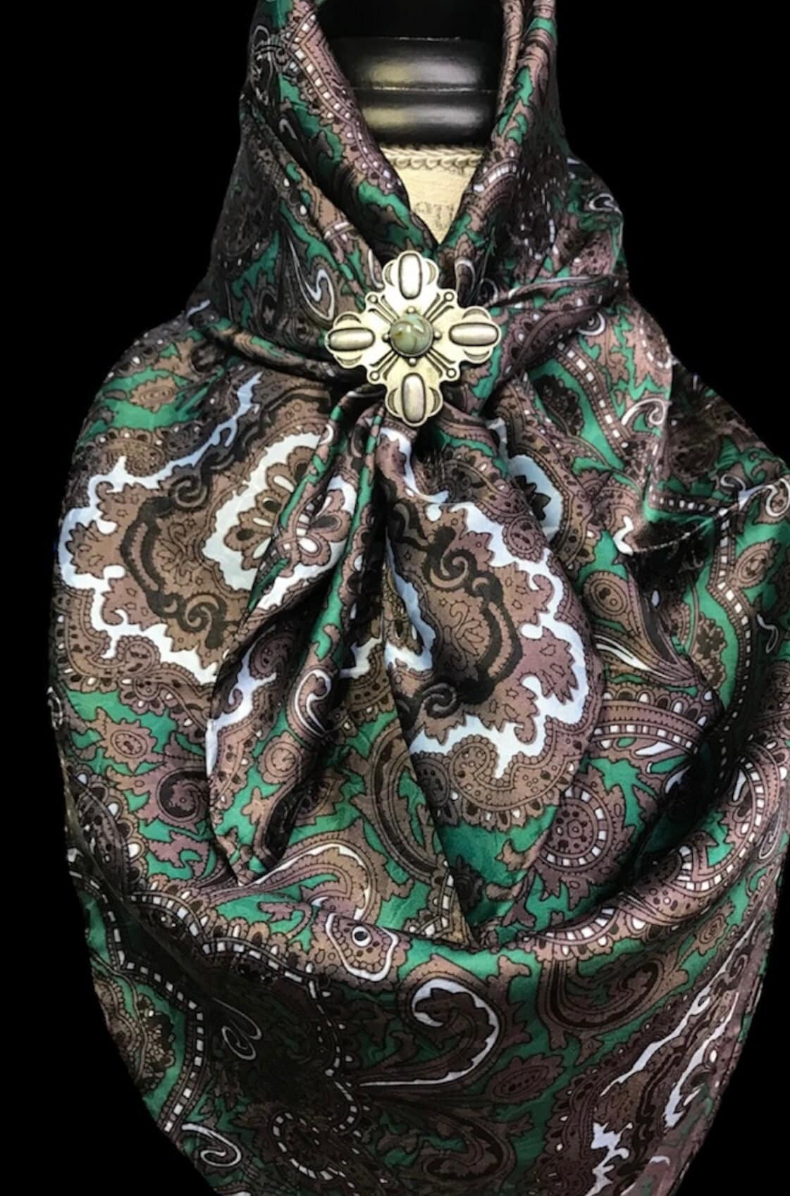 Silk Scarf Wild Rags Green & Chocolate