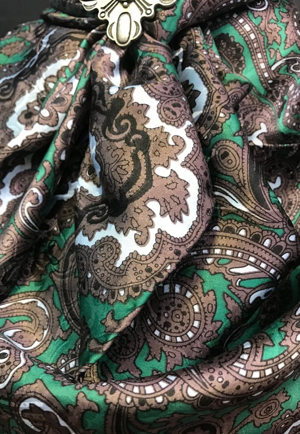 Silk Scarf Wild Rags Green & Chocolate