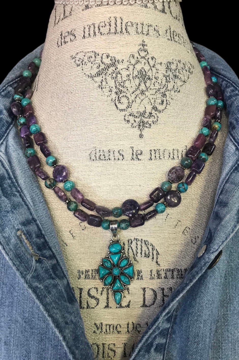 Turquoise & Lepidolite Beaded Necklace