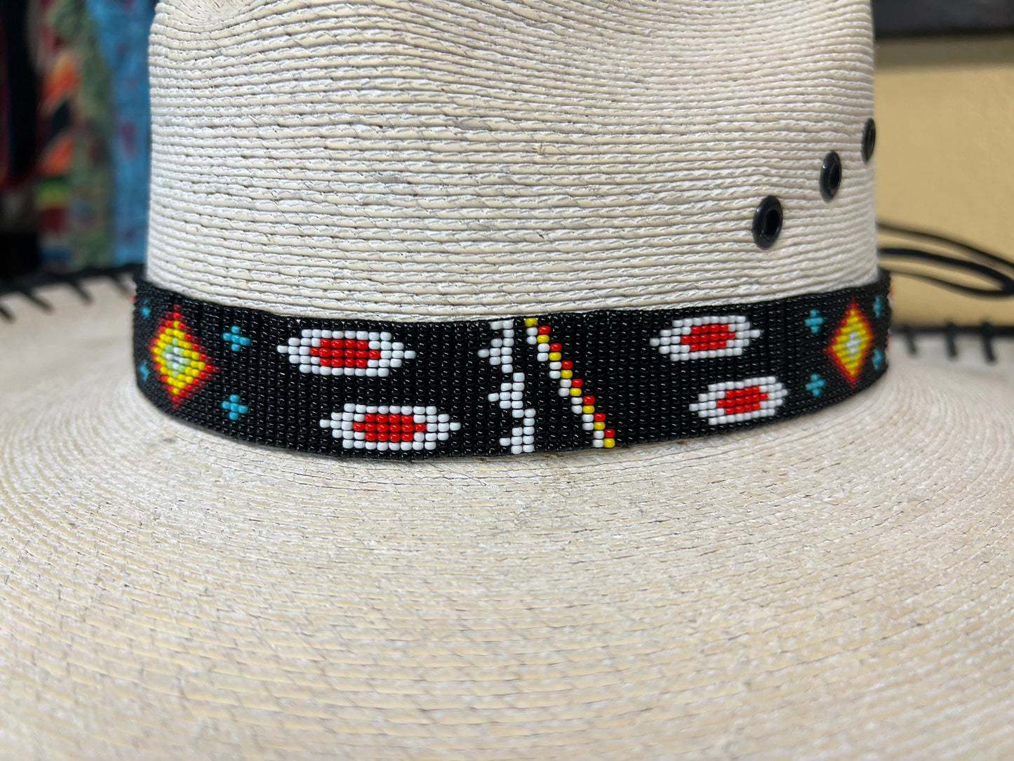 Southwest Beaded Black Hat Band