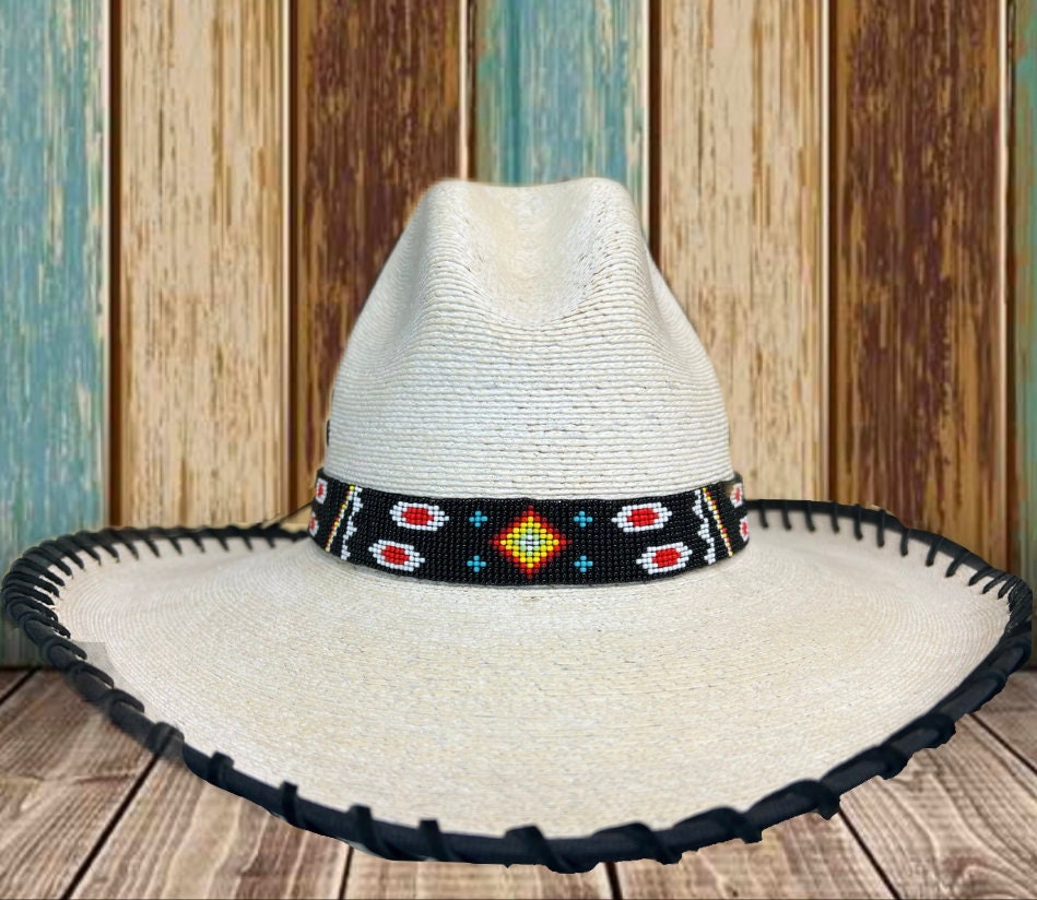 Southwest Beaded Black Hat Band