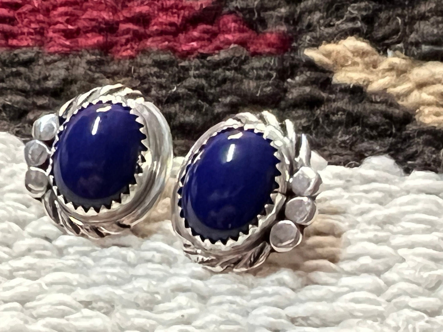 Sterling Silver & Lapis Navajo Earrings
