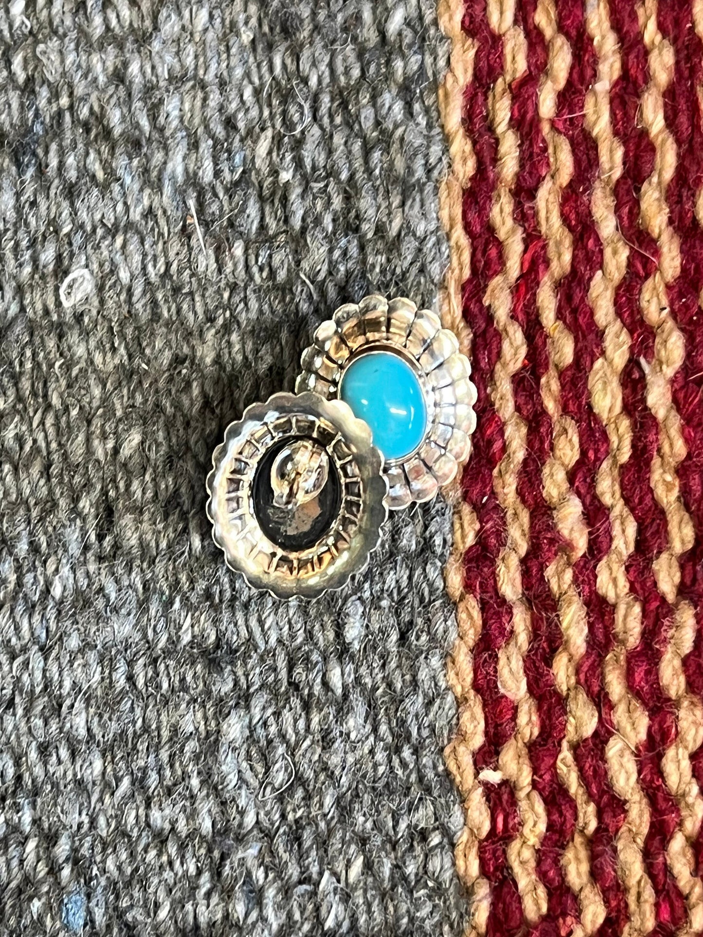 Sterling Silver & Sleeping Beauty Turquoise Concho Earrings