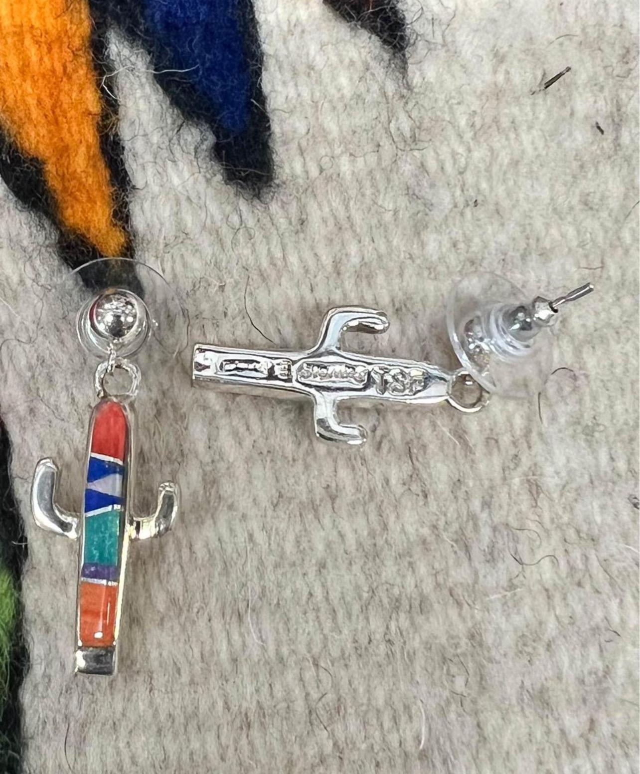 Navajo Inlay Cactus Earrings