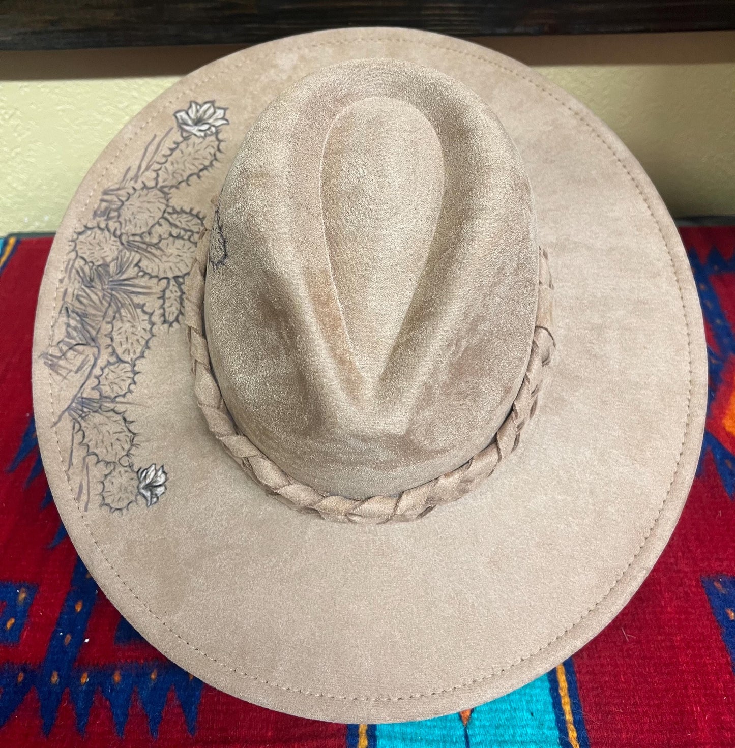 Cactus Blossoms Burned Felt Hat