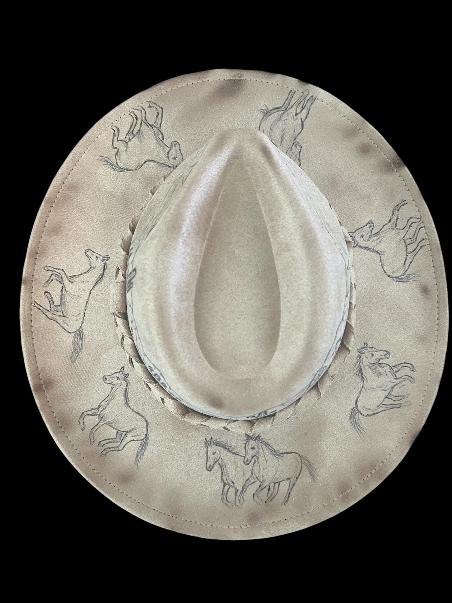 Wild Mustangs Burned Felt Fedora Hat