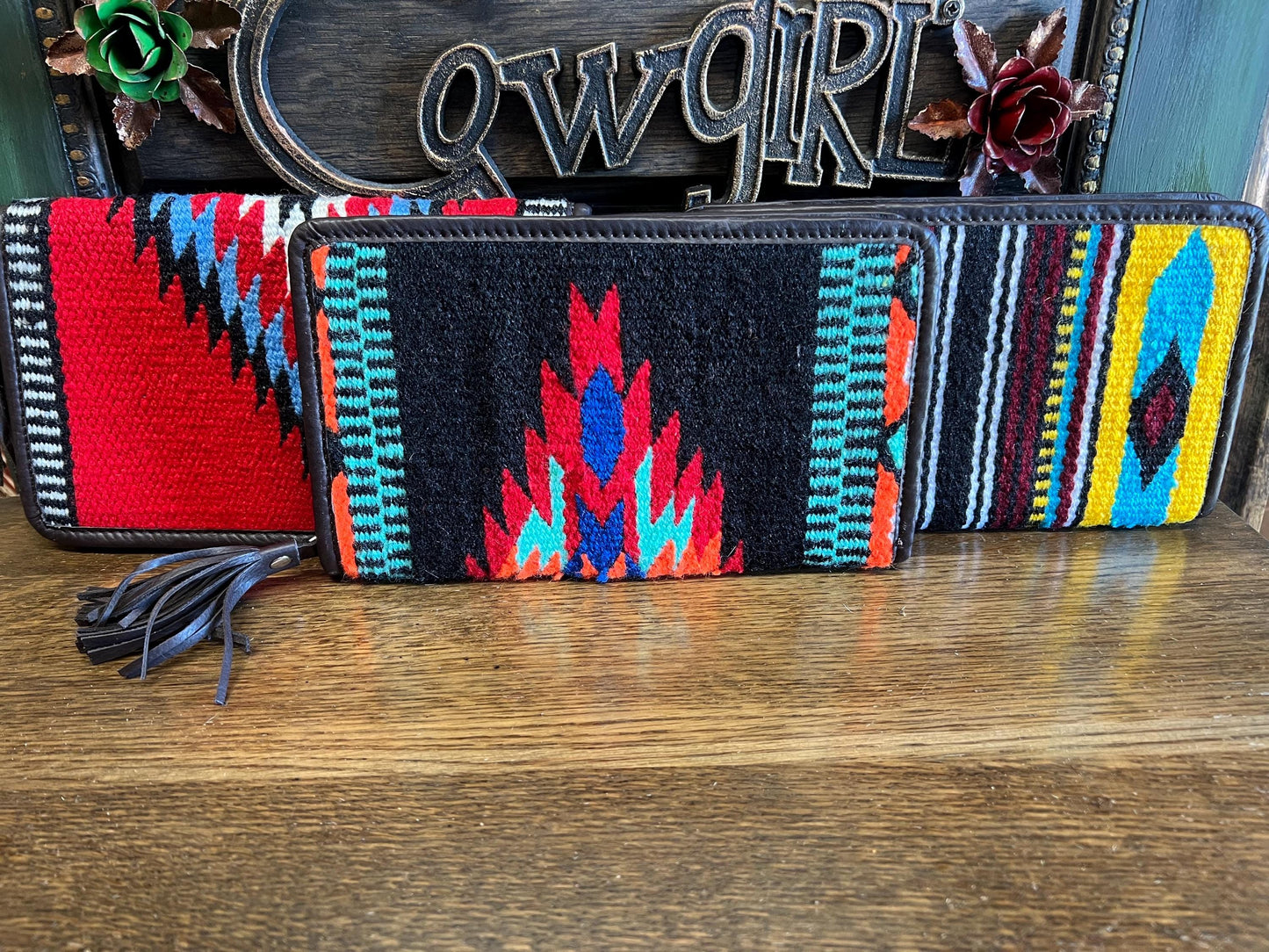 Womens Woven Wool Southwestern Wallets