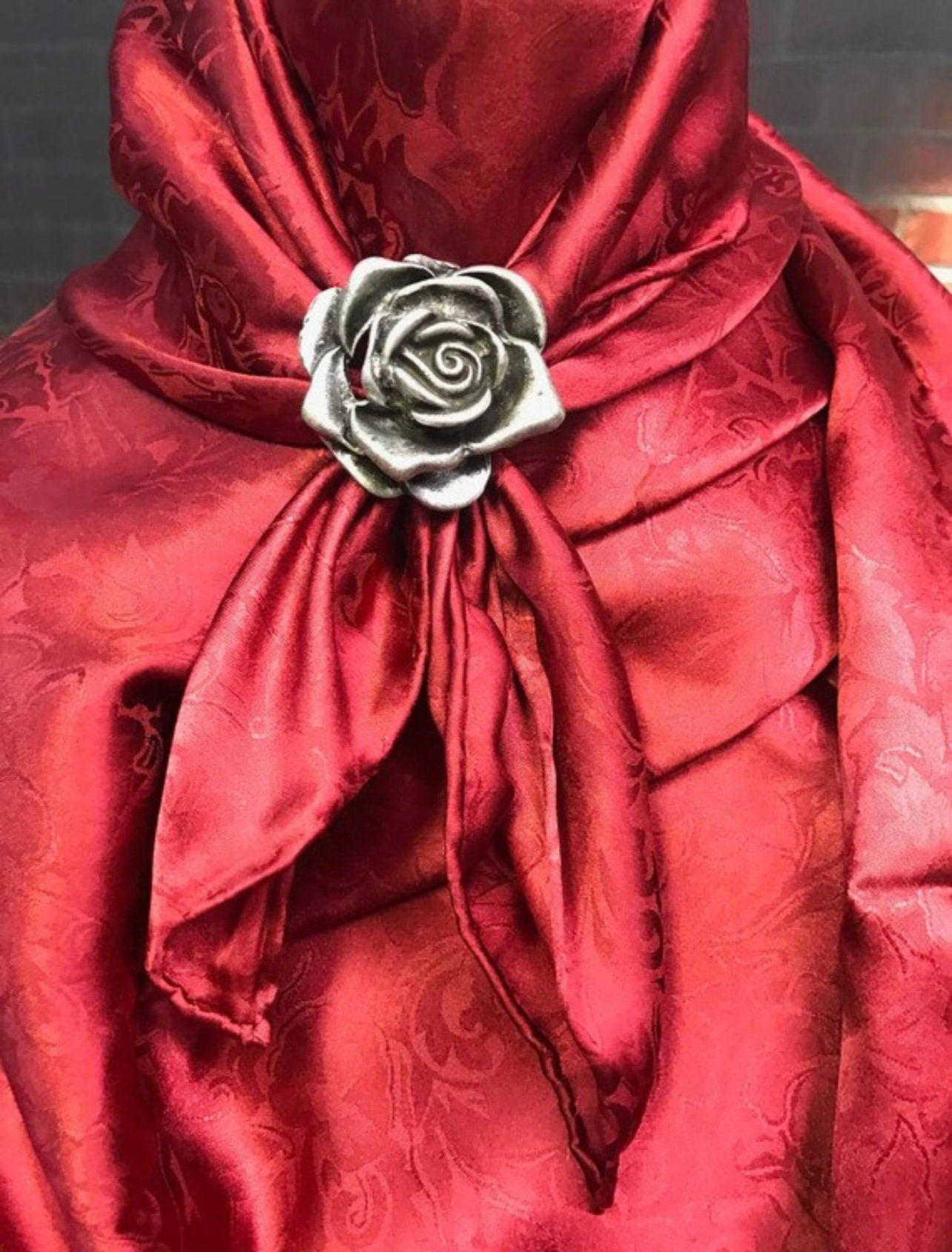 Silk Scarf Wild Rags Red Jacquard