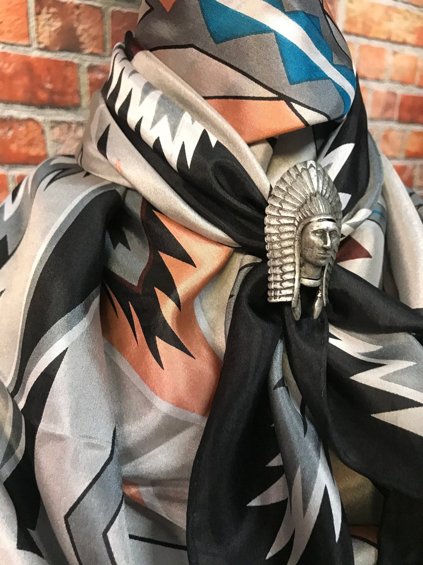 Silk Scarf Wild Rags Silver Aztec