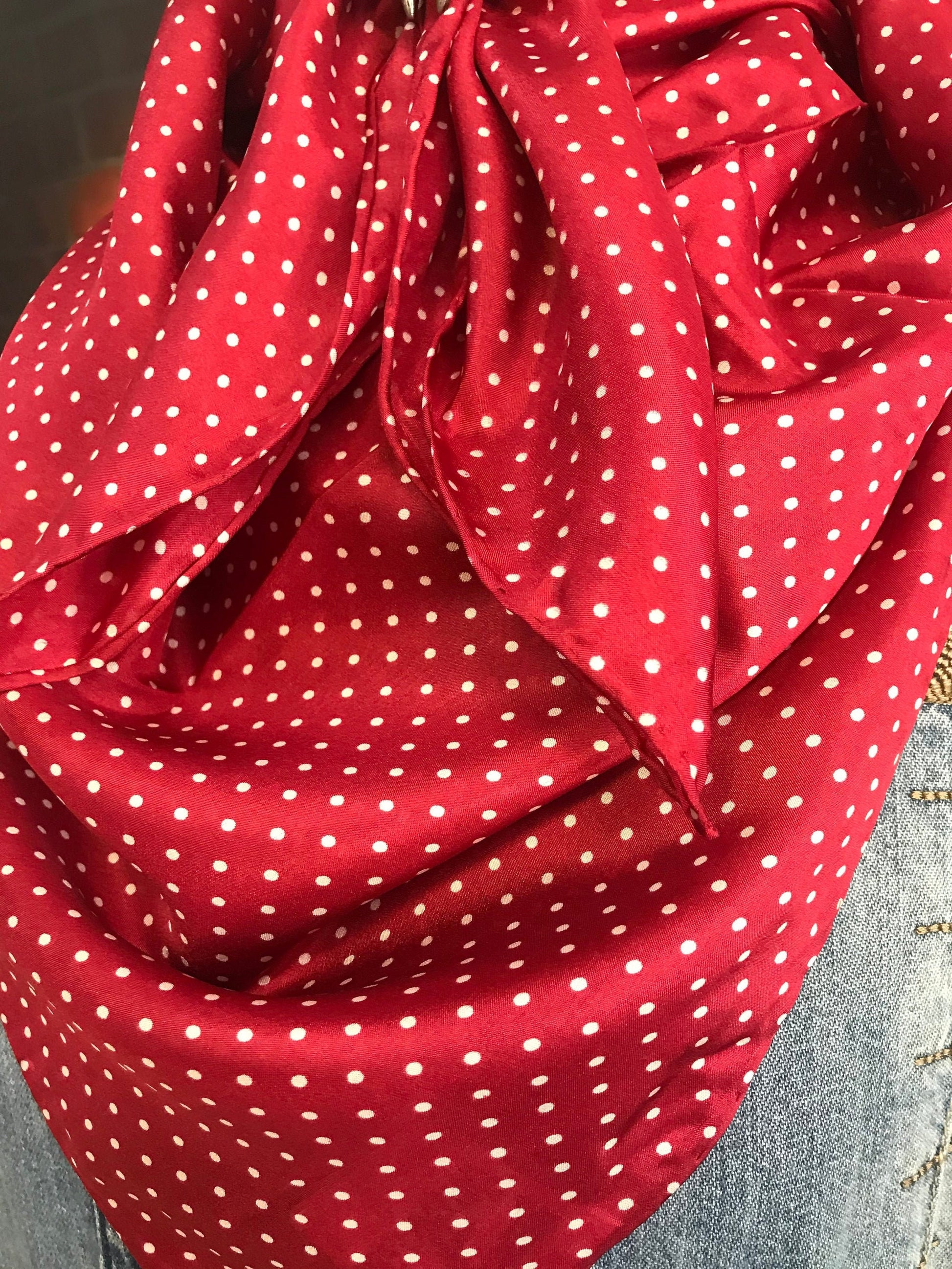 Silk Scarf Wild Rags Red Polka Dot