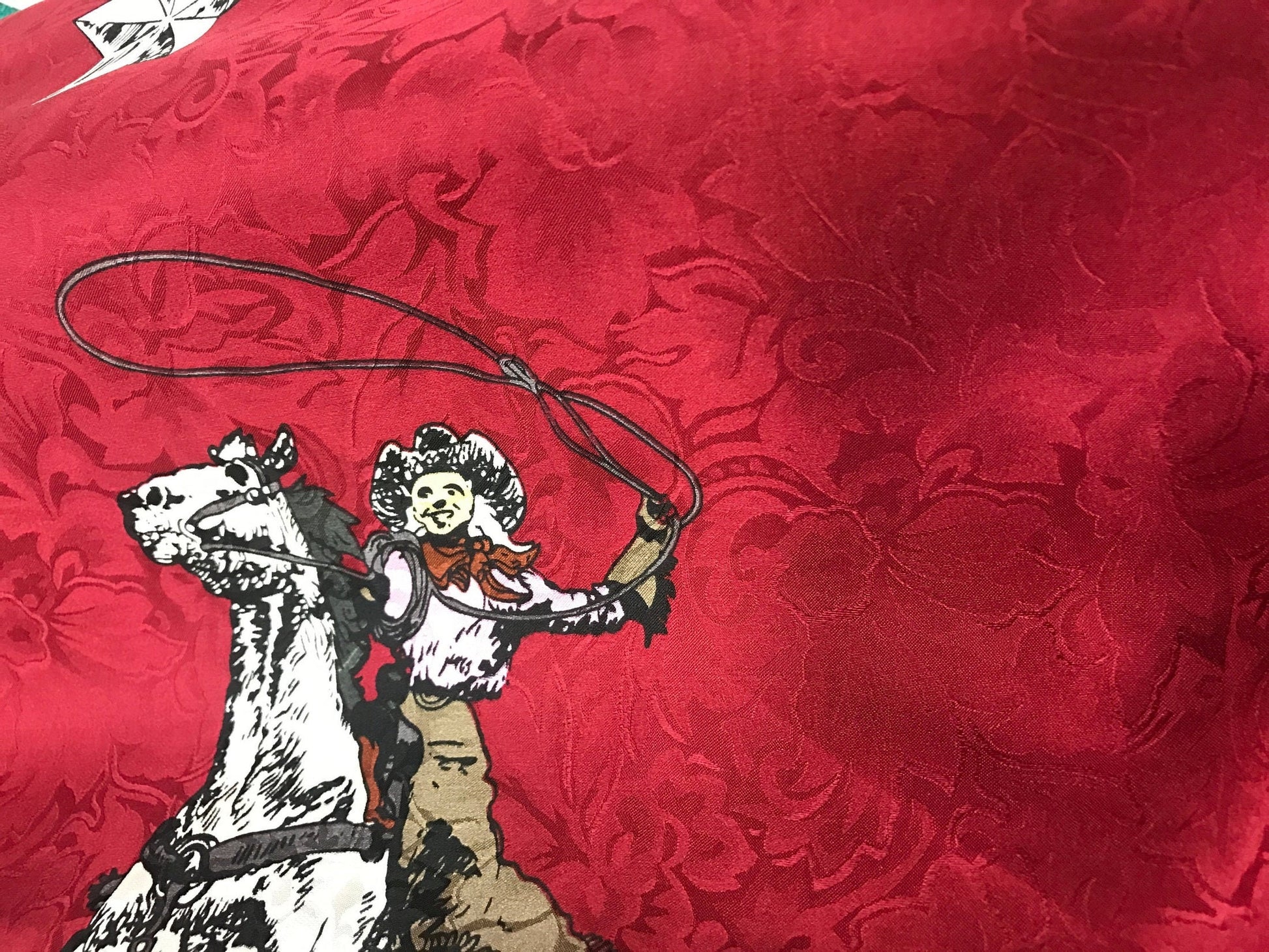 Silk Scarf Wild Rag Red Mustang