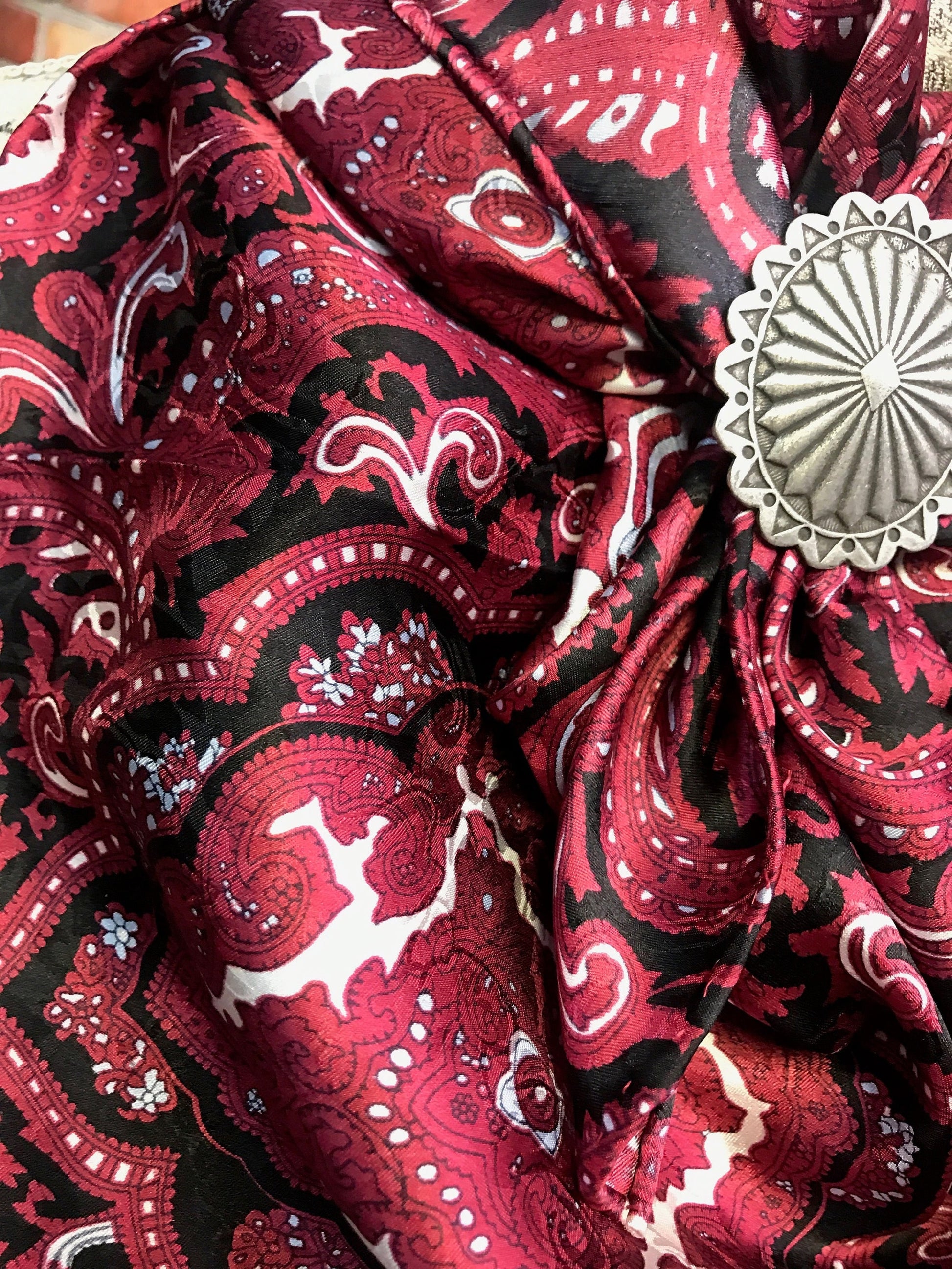 Silk Scarf Wild Rag Red Paisley