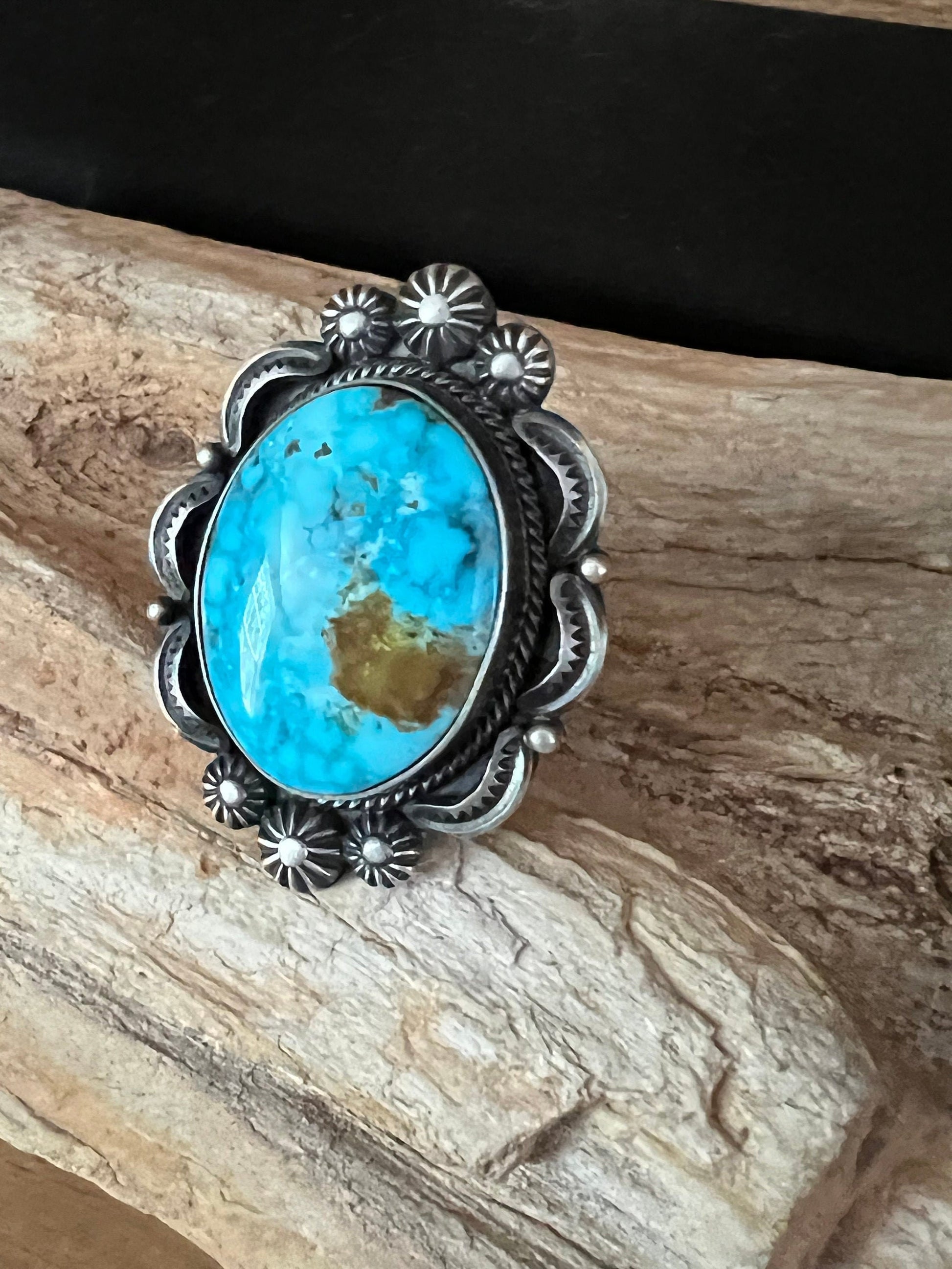 Kingman Turquoise Ring by Navajo Artist Bennie Ramone