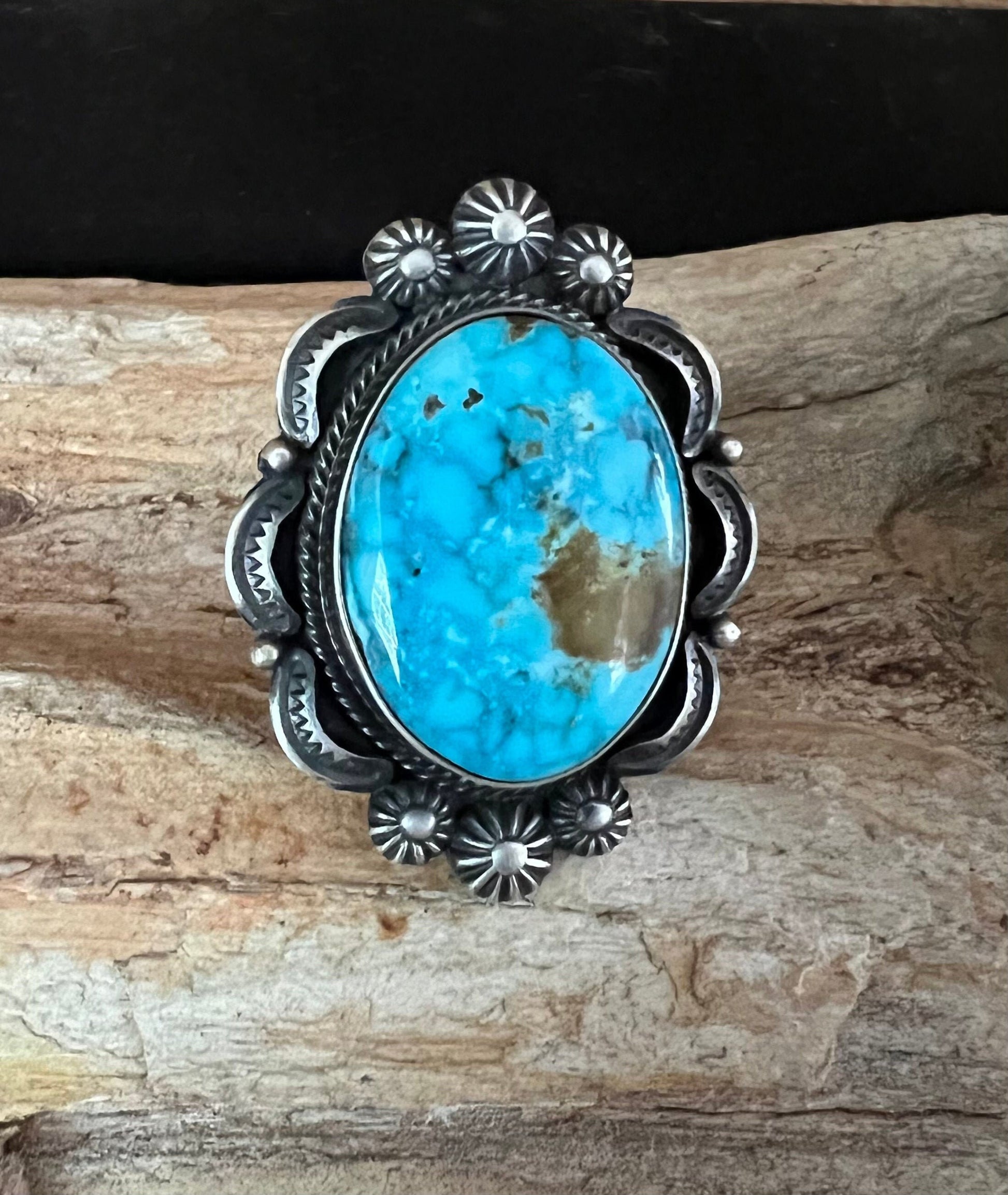 Kingman Turquoise Ring by Navajo Artist Bennie Ramone