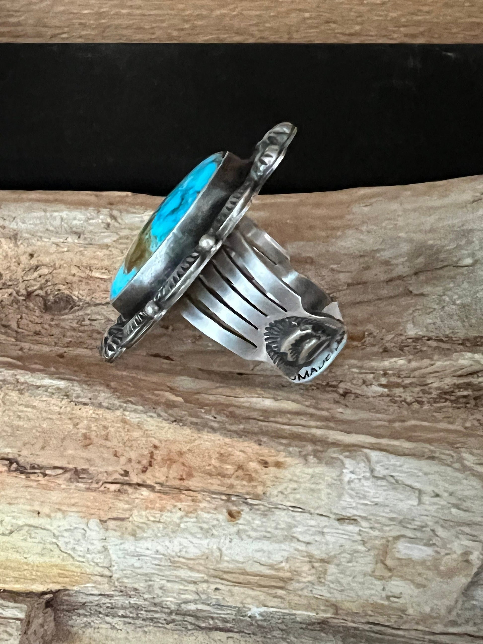 Kingman Turquoise Ring by Navajo Artist Bennie Ramone