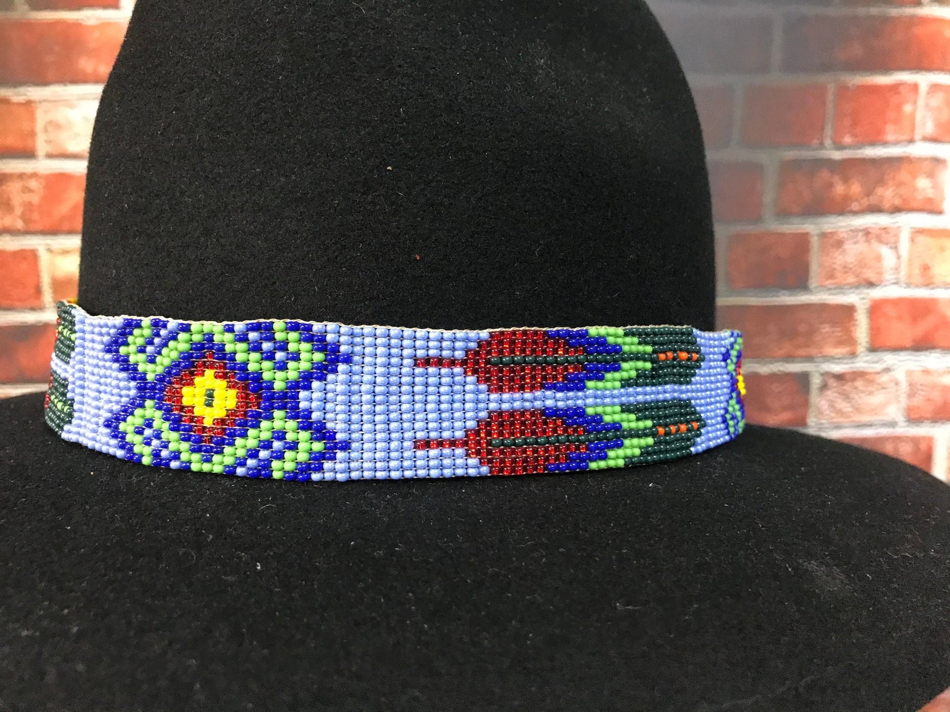 Hand Beaded Hat Band Periwinkle