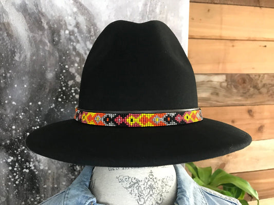 Hand Beaded Hat Band Green & Yellow