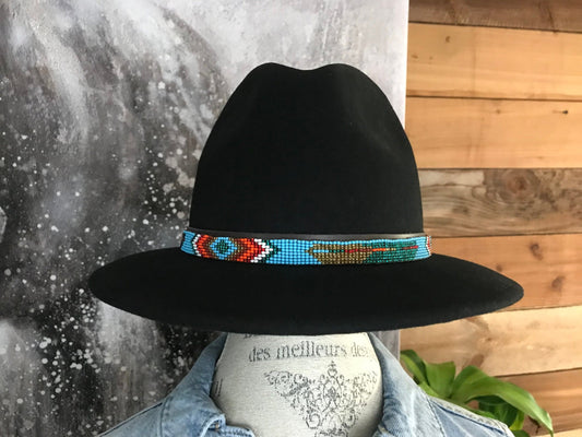 Hand Beaded Hat Band Sky