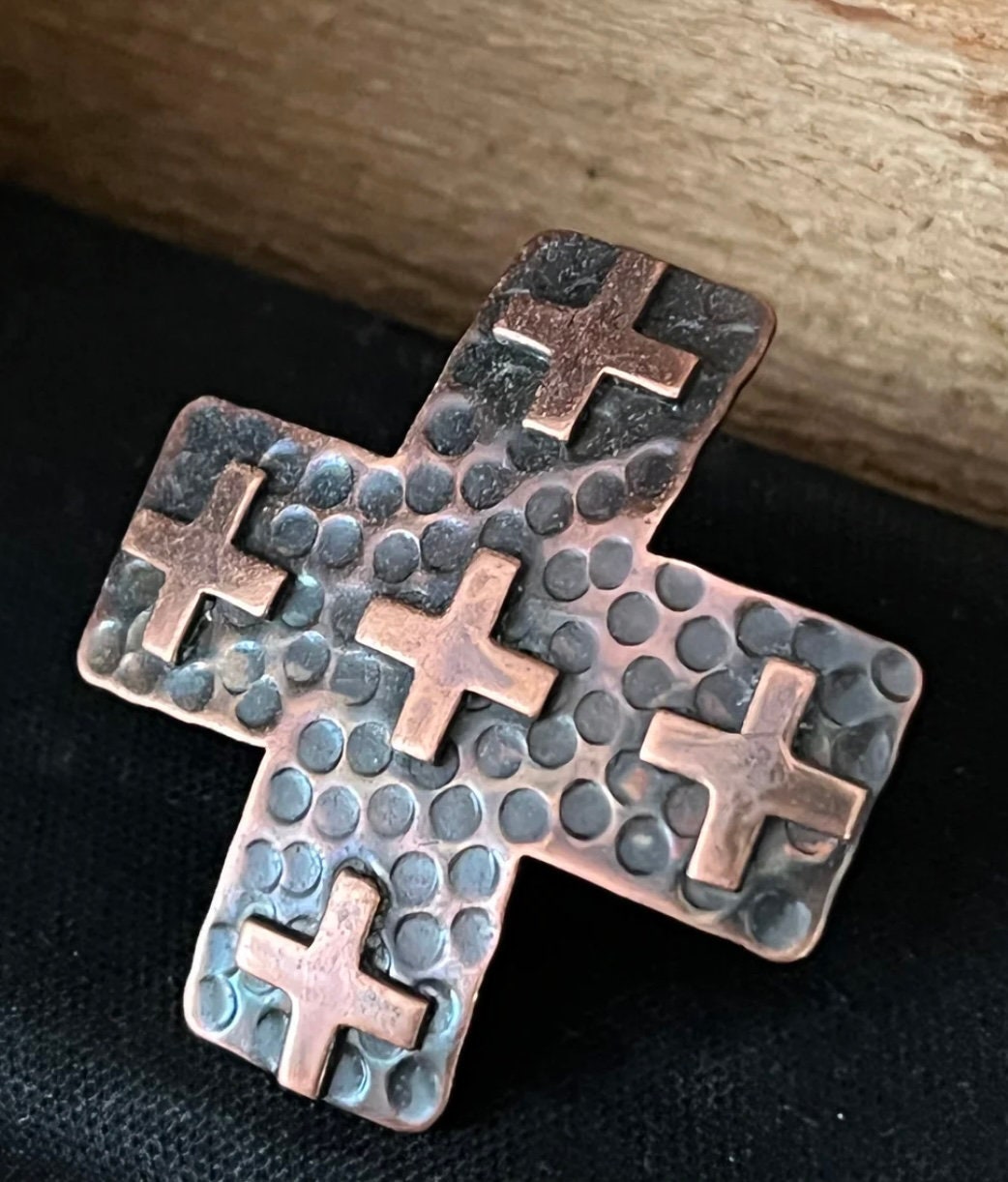 Copper Cross Scarf Slide / Ring