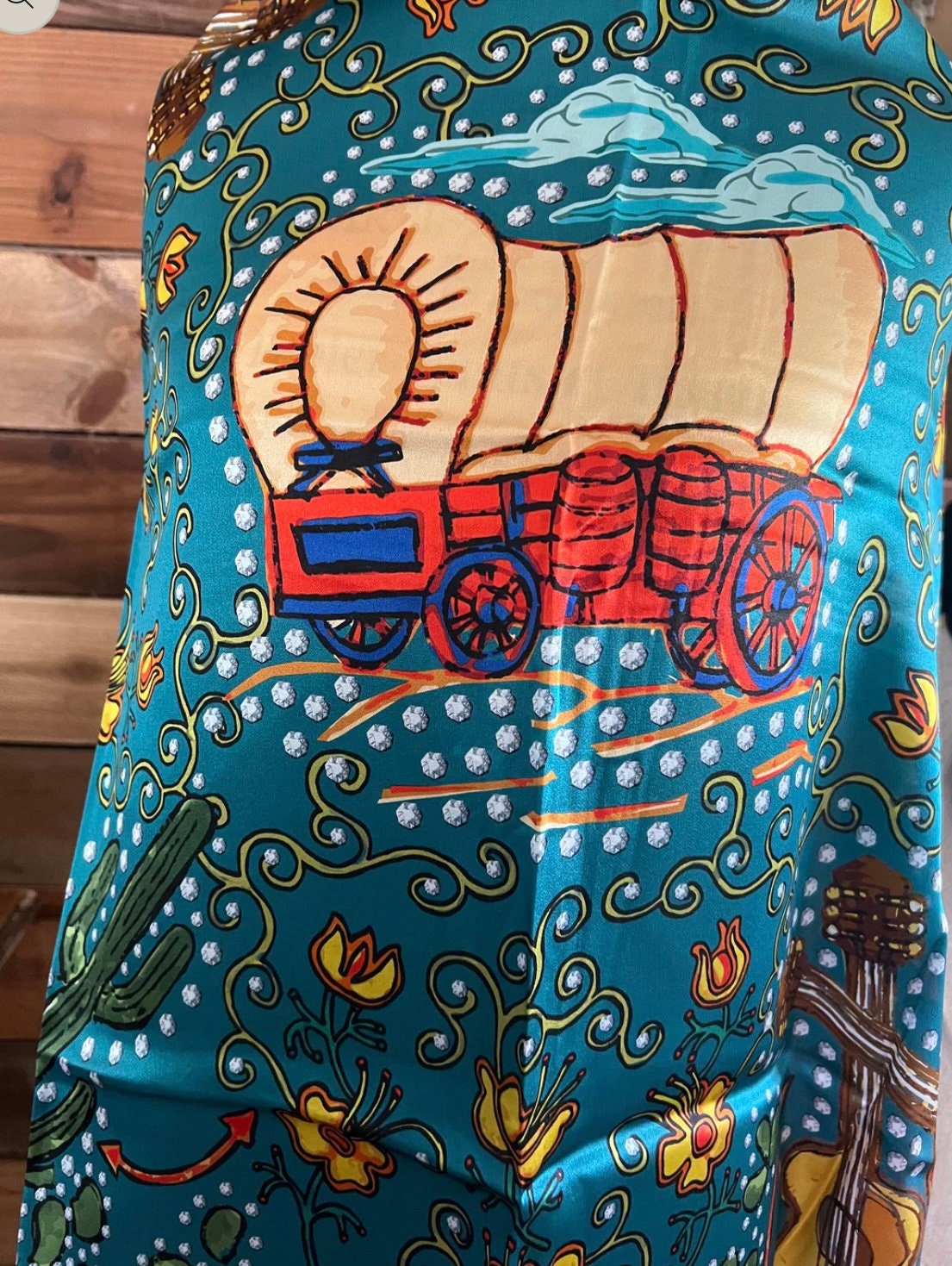 Silk Scarf Wild Rags Turquoise Guitar