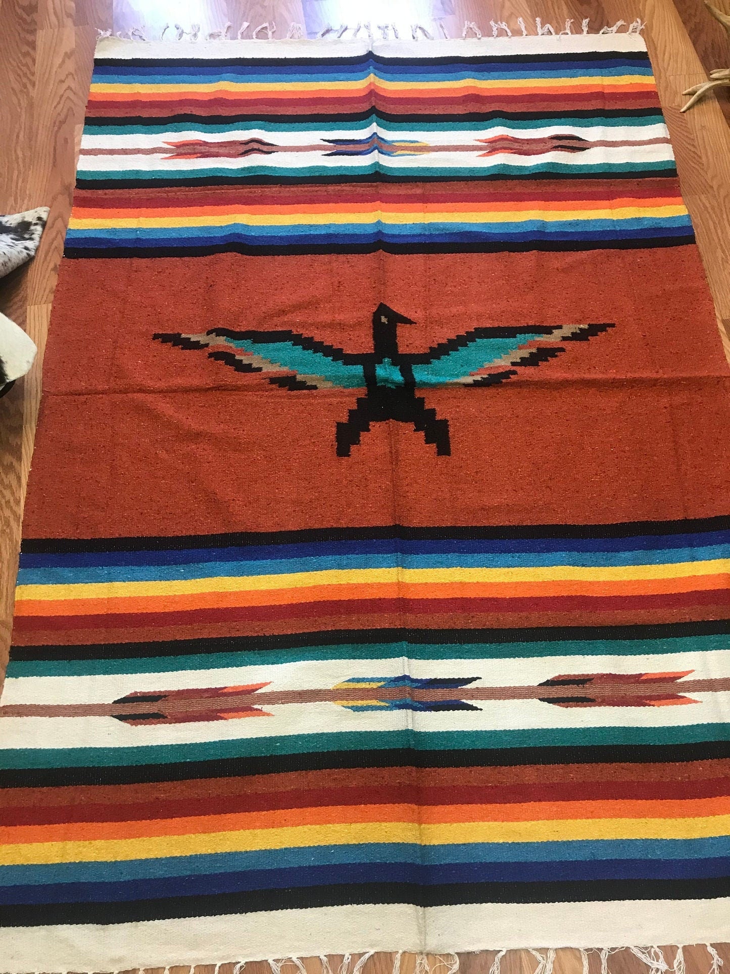 Woven Blanket Thunderbird in Rust