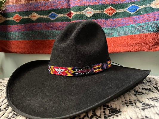 Hand Beaded Thunderbird Cross Hat Band