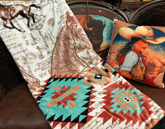 Parisienne Letters Horse Throw Blanket
