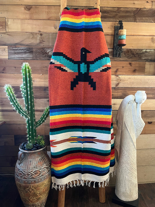 Woven Blanket Thunderbird in Rust