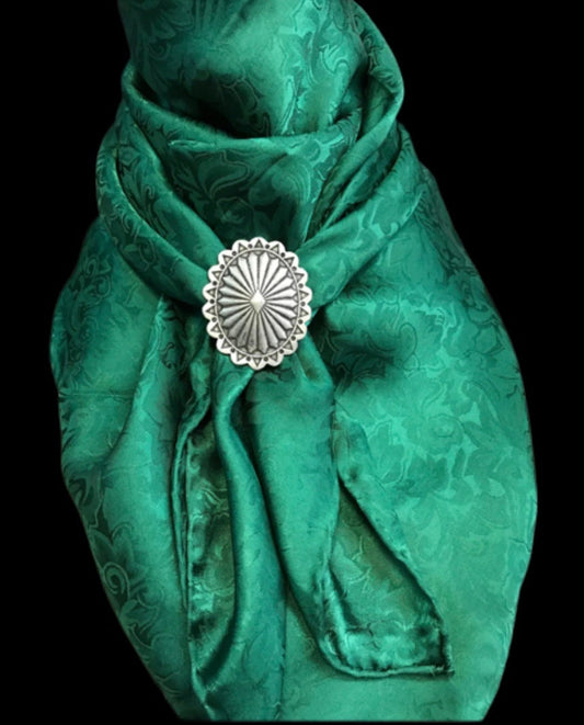 Silk Scarf Wild Rag Forest Green Jacquard
