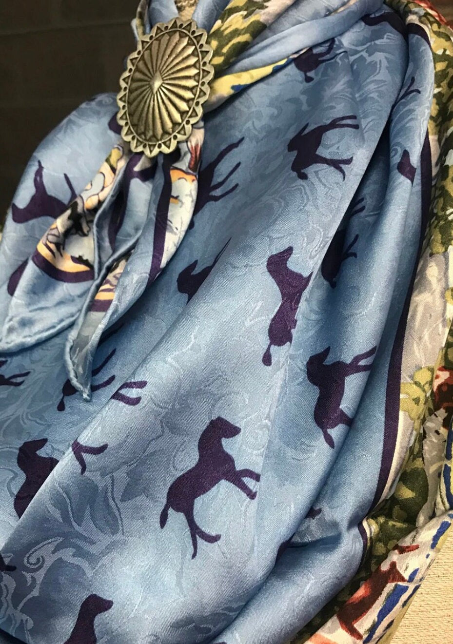 Silk Scarf Wild Rags Blue Ponies