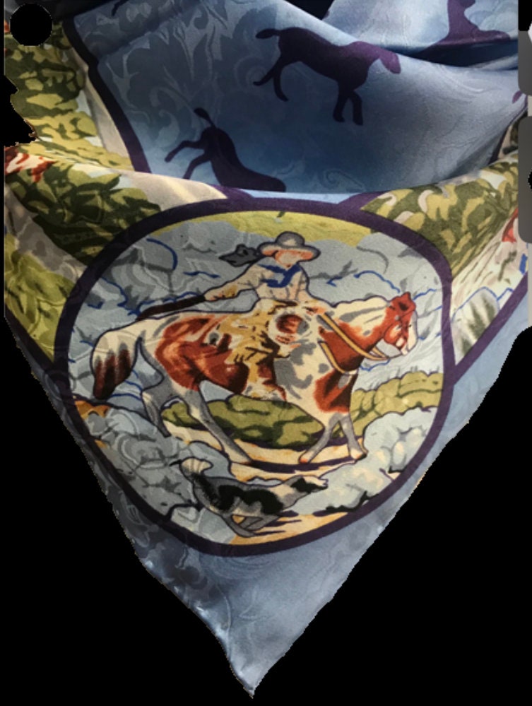 Silk Scarf Wild Rags Blue Ponies