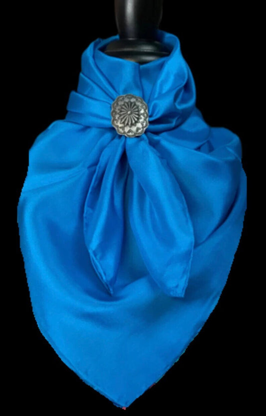 Silk Scarf Wild Rag Solid Blue Turquoise