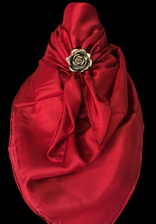 Silk Scarf Wild Rag Solid Red
