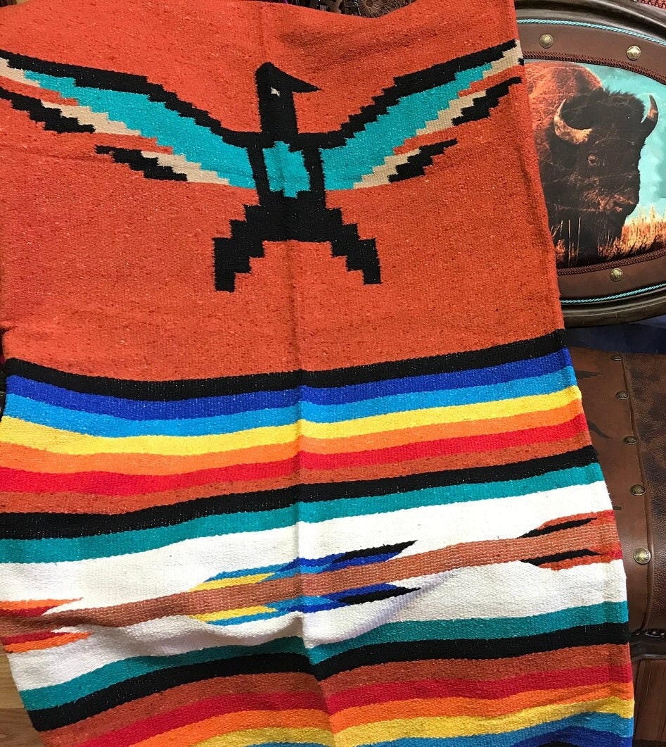 Woven Blanket Thunderbird in Rust