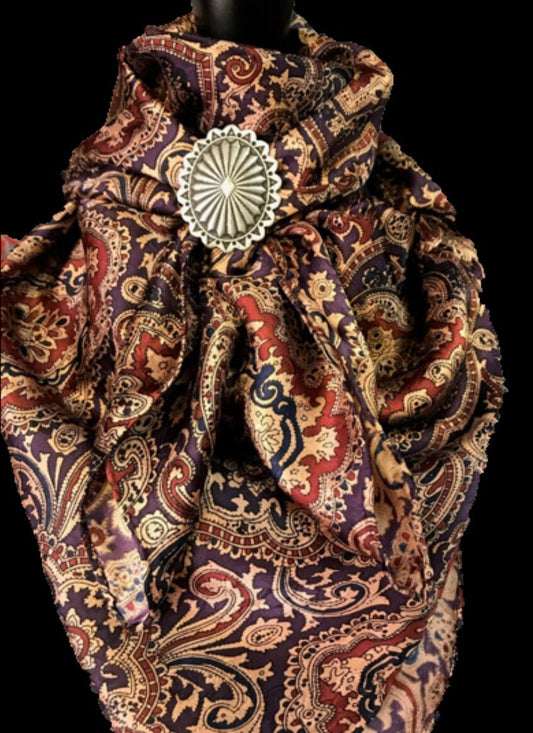 Silk Scarf Wild Rags Plum Paisley
