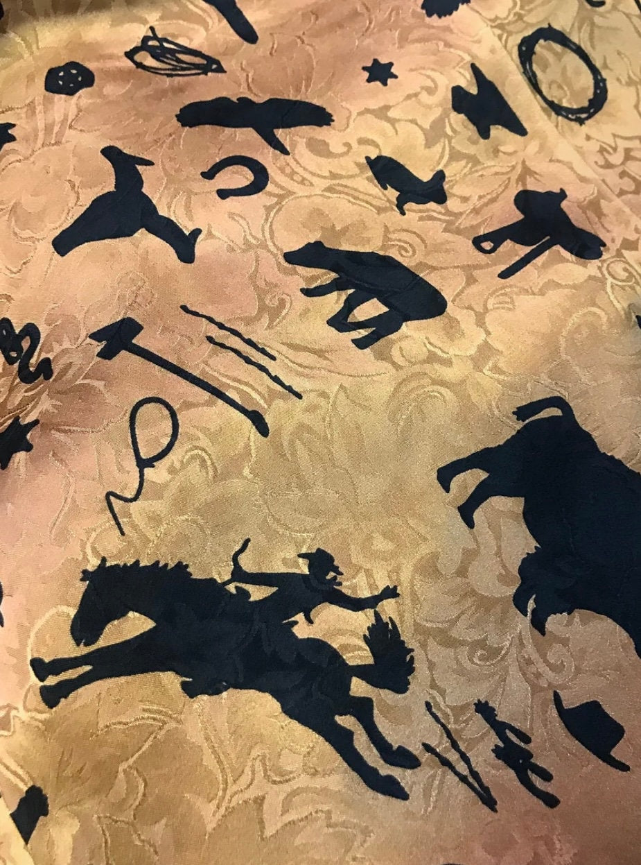 Silk Scarf Wild Rags Cowboys & Indians Rust