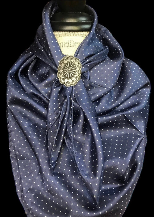 Silk Scarf Wild Rags Navy. Polka Dot