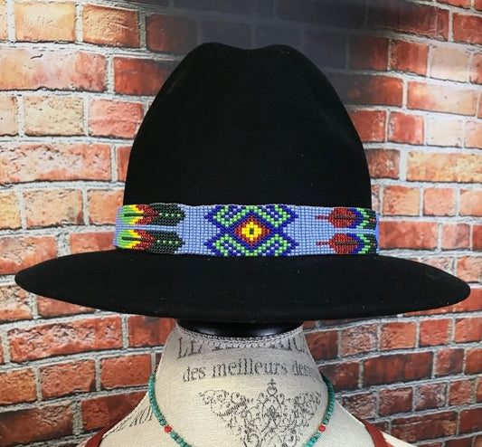 Hand Beaded Hat Band Periwinkle