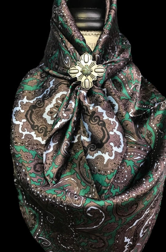 Silk Scarf Wild Rags Green & Chocolate