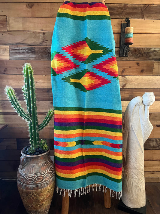 Southwest Woven Throw Blanket Sundance Aqua