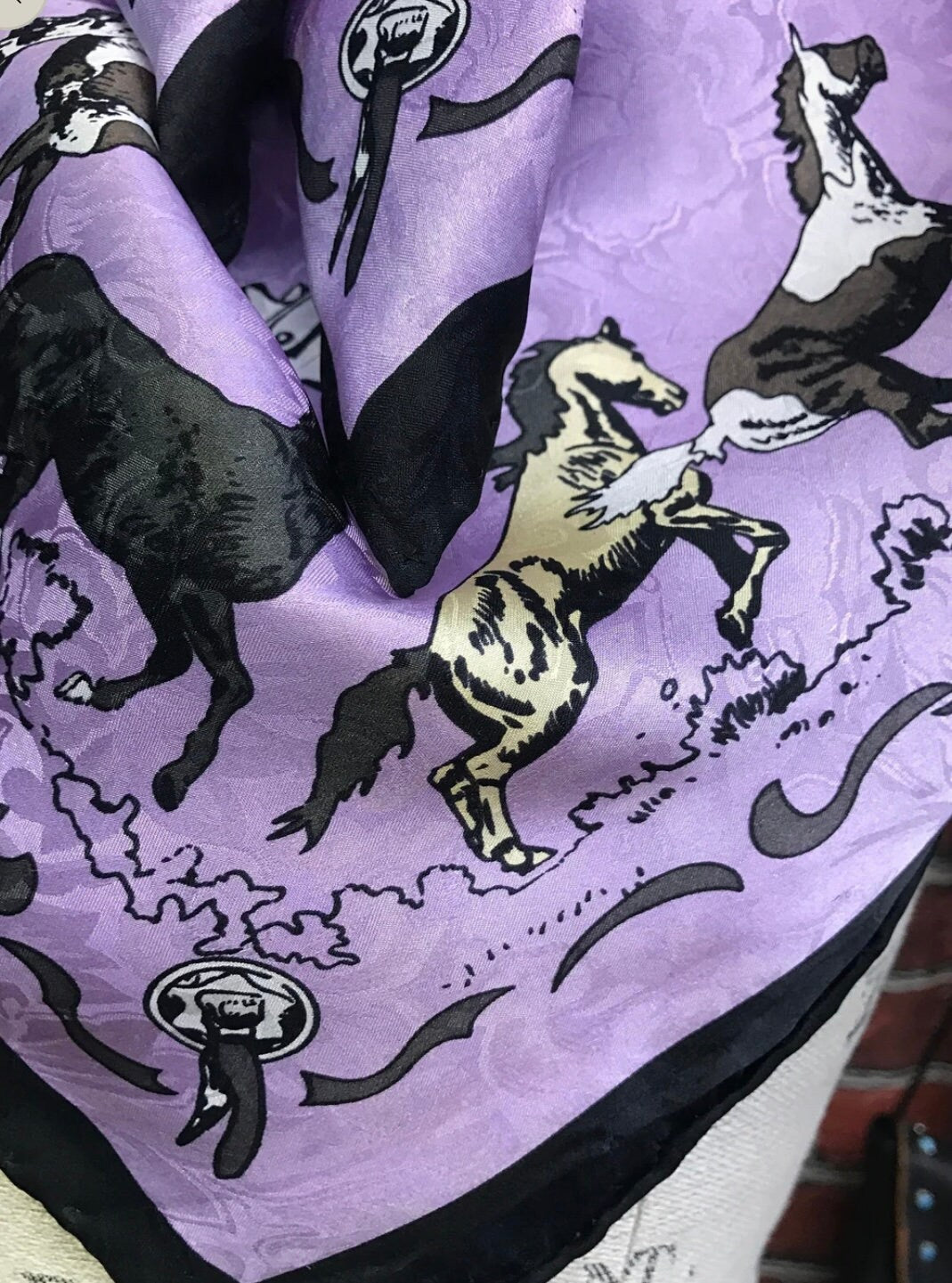 Silk Scarf Wild Rags Lavendar Horses