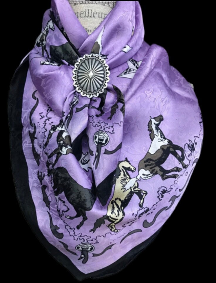 Silk Scarf Wild Rags Lavendar Horses