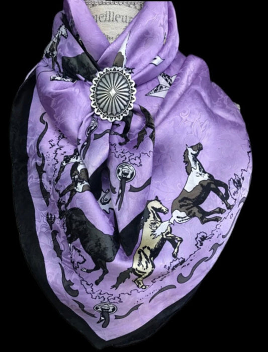 Silk Scarf Wild Rags Lavendar Horses