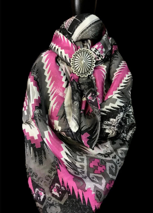 Silk Scarf Wild Rags Charcoal &. Pink