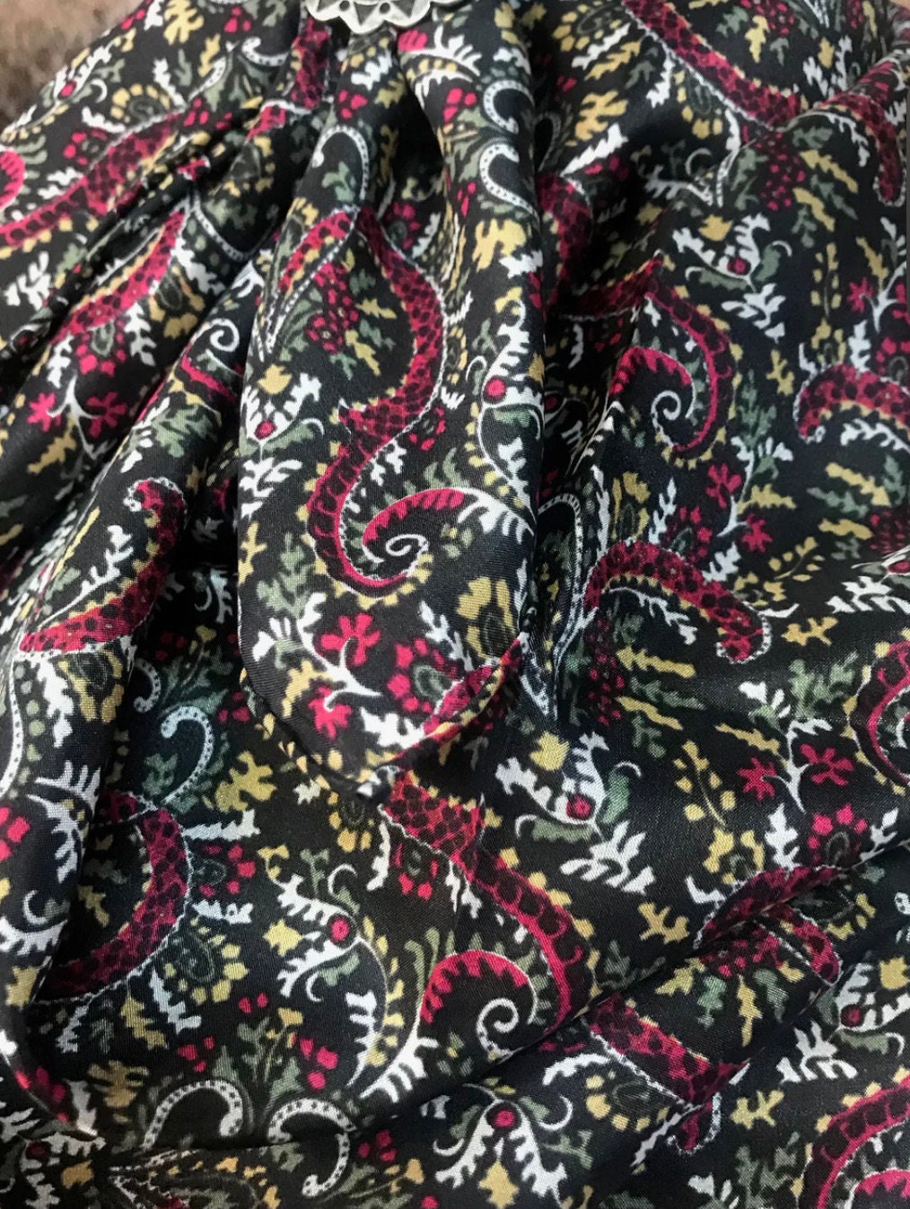 Silk scarf Wild Rags Olive & Wine Paisley